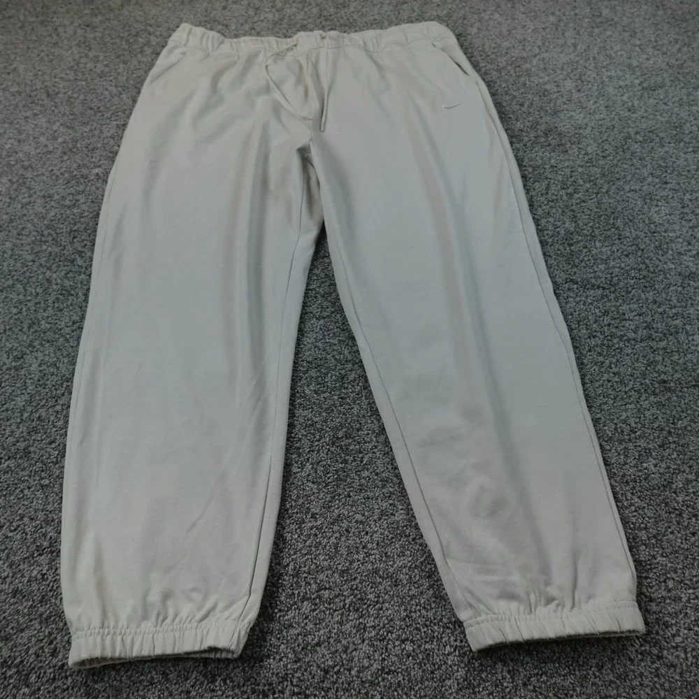 Nike Pants Womens 2X Beige Sportswear Drawstring Jogger Sweatpants Workout Gym